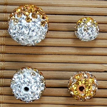 

50pcs 10mm Topaz Gradient Change Color Beads Pave Clay Disco Crystal Ball Beard ,DIY Bracelet Necklace