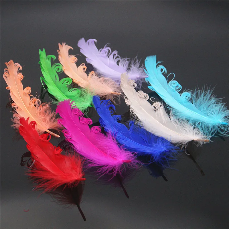

50Pcs beautiful crimping Goose feather DIY Clothing hat earring Halloween party decoration material feather Color optional