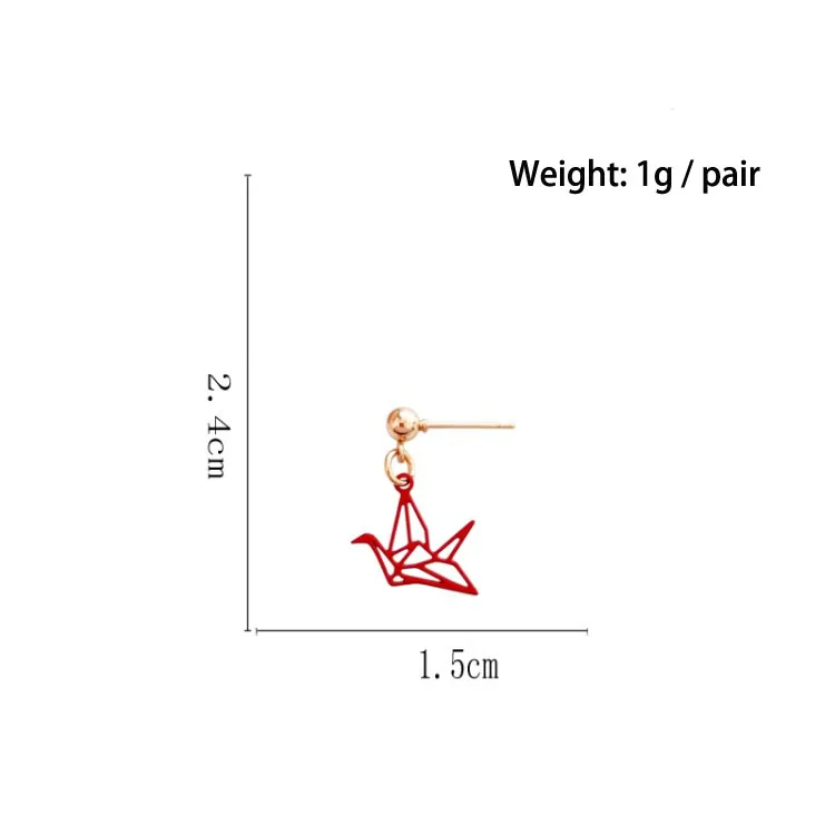 Японский и корейский сладкий красное вино оригами серьги кран длинный абзац кисточкой серьги Модные асимметричные серьги клипсы