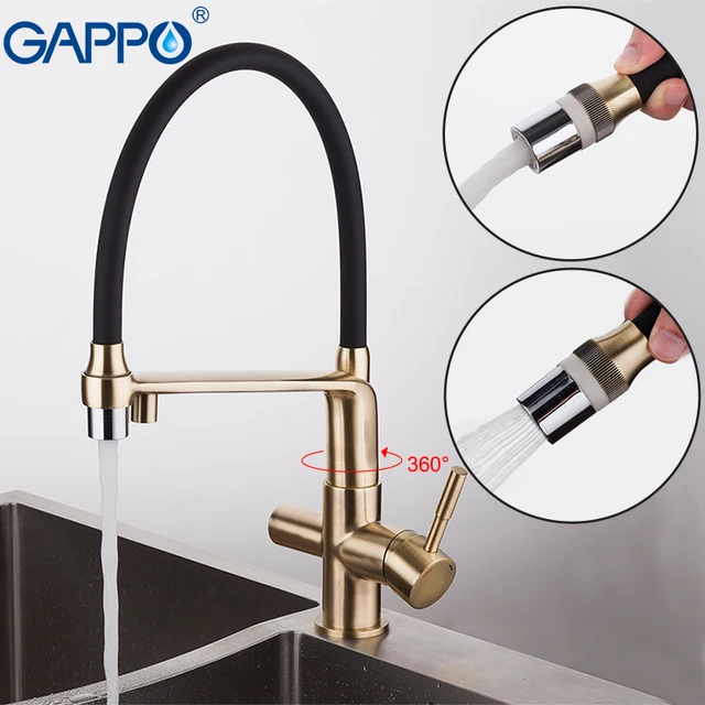 Cheap GAPPO kitchen faucet with filtered water gold kitchen sink mixer kitchen mixer tap brass water filter tap torneira para cozinha 
