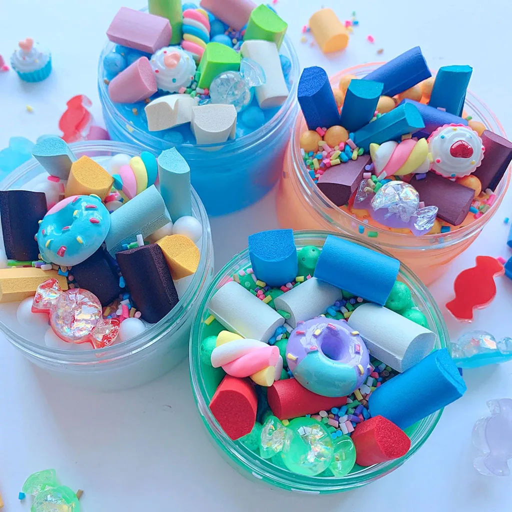 

120ml candy chocolate strip slime poke mud cute candy cotton foam strip elastic mucus child relief stress toy 2019 new