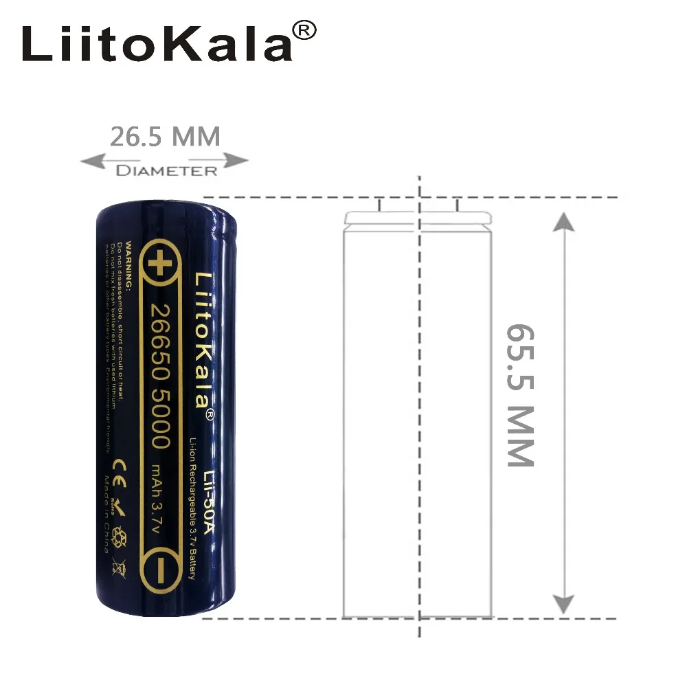lítio 3.7v 5000mah 26650 bateria recarregável 26650-50a adequado para flashligh novo