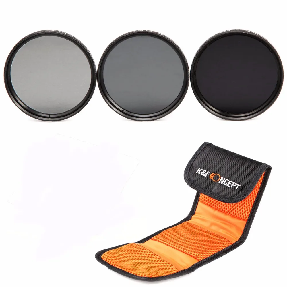 K&F Concept 55mm ND Filter Kit Neutral Density ND2 ND4 ND8 Camera