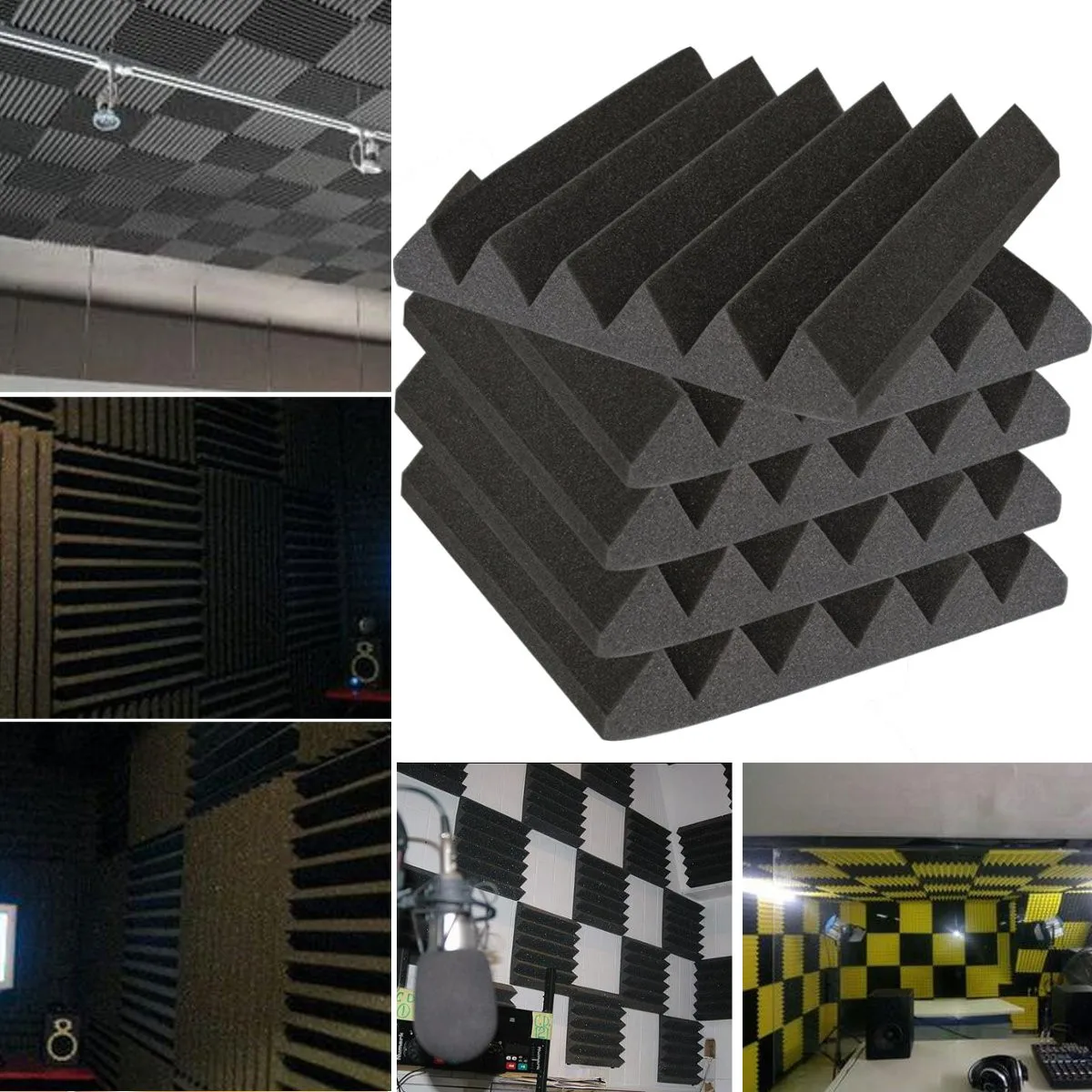 

8Pcs 30x 30x 5cm Sound Treatment Studio Room Absorption Wedge Tiles Polyurethane Foam Acoustic Foam Soundproofing Foam