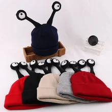 Children Winter Beanie Cap Cute Insect Snail Cartoon Baby Hat Warm Crochet Knitting Wool Hats 998 striped rib knitting warm beanie hat