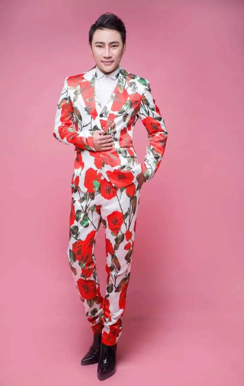 Giacca + gilet + pantaloni) moda uomo 3d rosa fiore abito di raso abito da  cerimonia nuziale da uomo discoteca Dj cantante spettacolo vestito da  prestazione|dj singer|dj performdress singer - AliExpress