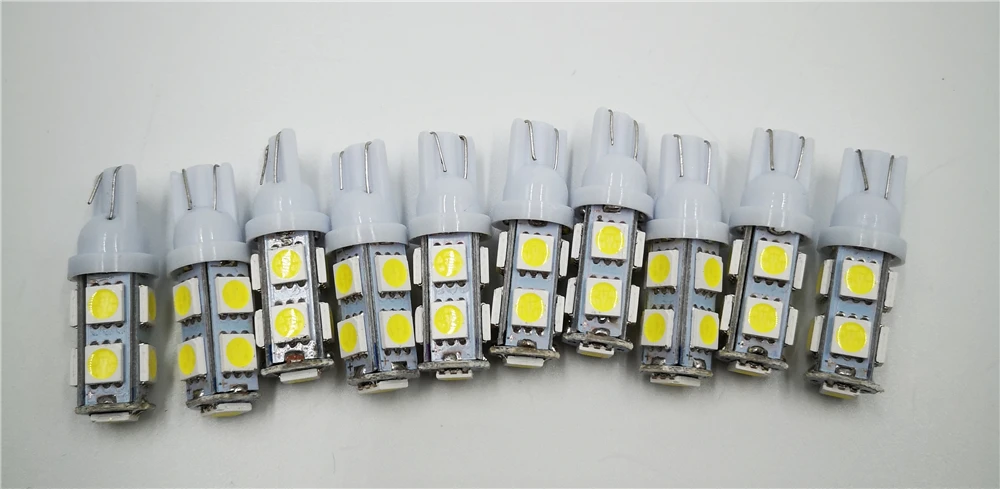 10 шт. Автомобильный светодиодный 194 168 W5W T10 9SMD 5050 светодиодный автомобильный мобильный задний указатель Поворота Боковой габаритный светильник-излучающая Диодная лампа