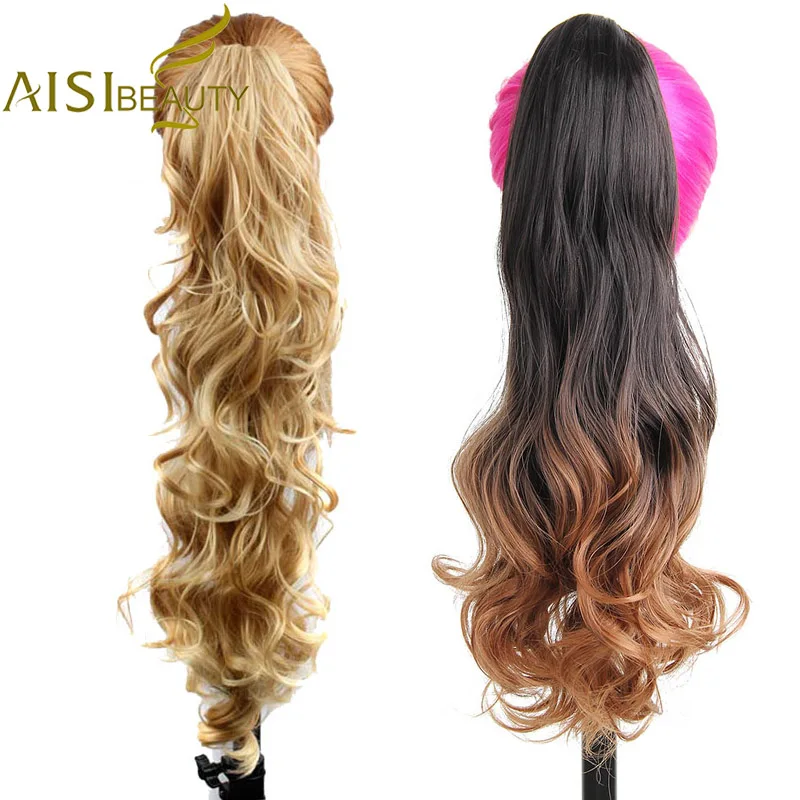 

AISI BEAUTY Long Wavy Synthetic Claw Clip Ponytail Hair Extensions Fake High Temperature Fiber Hairpieces for Women