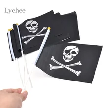 Lychee 5 unids/lote calavera y huesos cruzados Jolly Roger piratas mano bandera 21x14cm