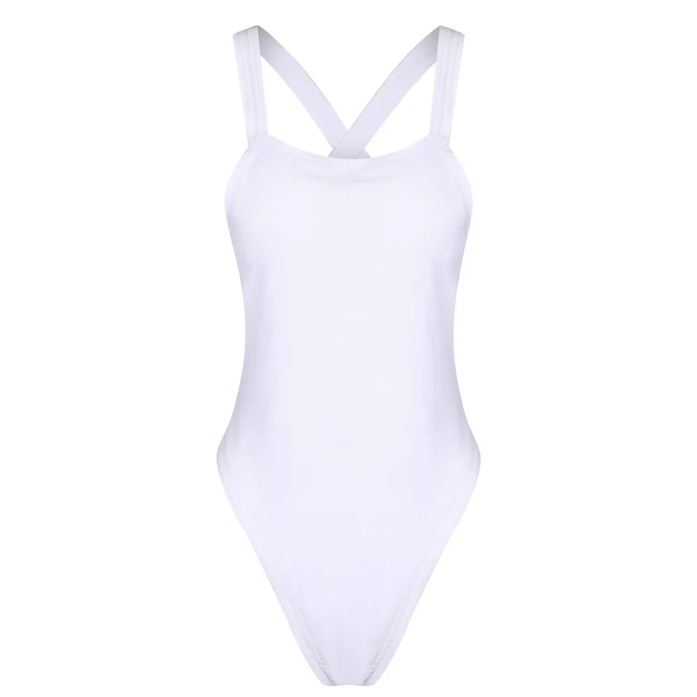 Стринги, сексуальный цельный купальник, Одноцветный женский черный купальник, женский белый Бразильский бикини с открытой спиной, купальный костюм XL