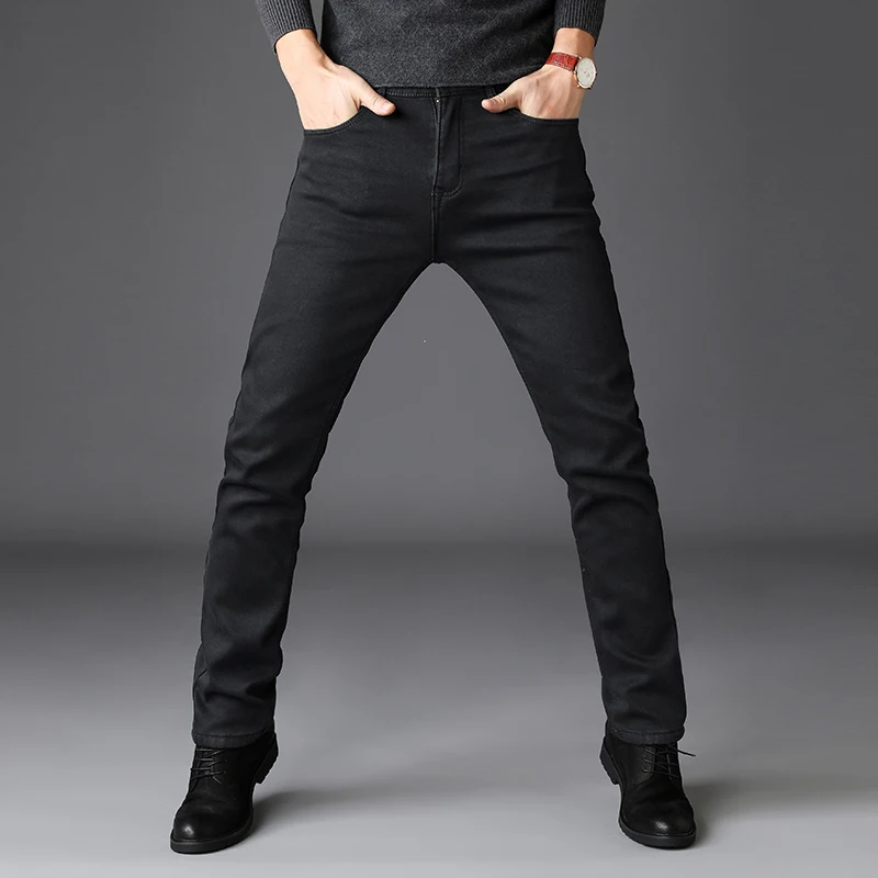 Новинка, мужские облегающие черные джинсы средней плотности, Модные Повседневные Классические Стильные Эластичные Обтягивающие Брюки, мужские Брендовые джинсовые штаны серого цвета