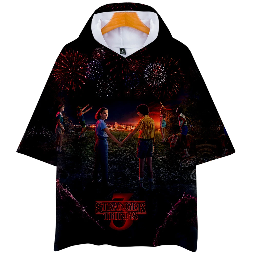 

Stranger Things 3d HOODIEs Sweatshirts Amen/women Horror TV series Stranger Thing 3D Hooded Harajuku Short Sleeve Clothes