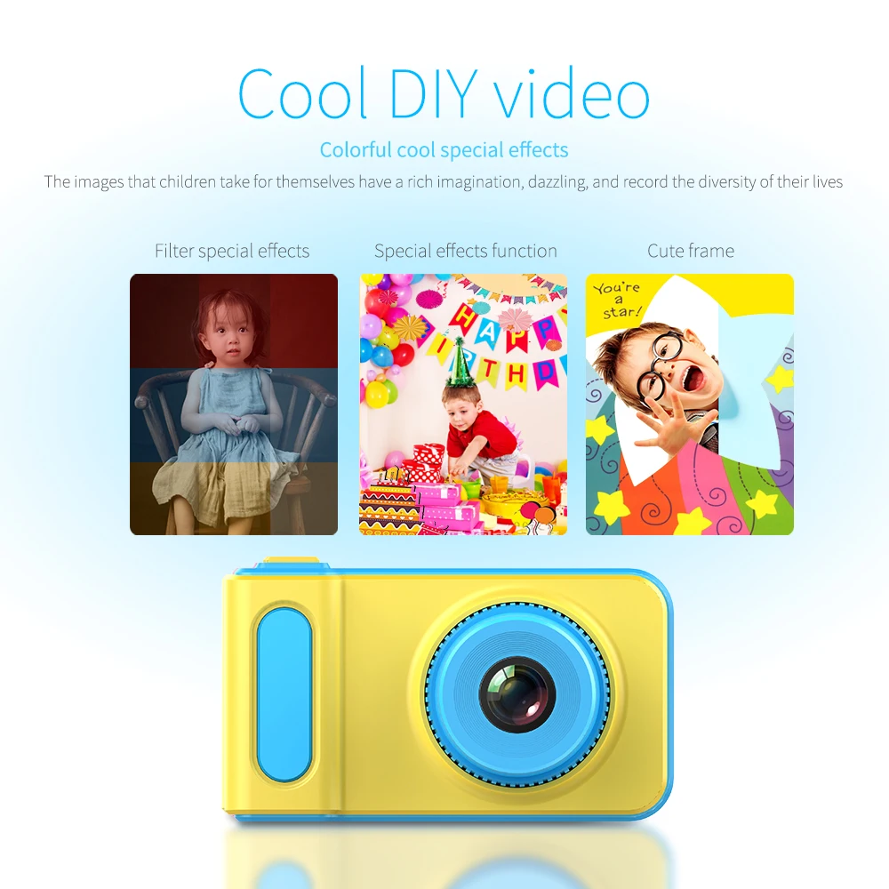 Детский мини цифровой Камера 2 дюймов с милым рисунком Камера игрушки для детей, подарок на день рождения 1080P детские развивающие игрушки Камера