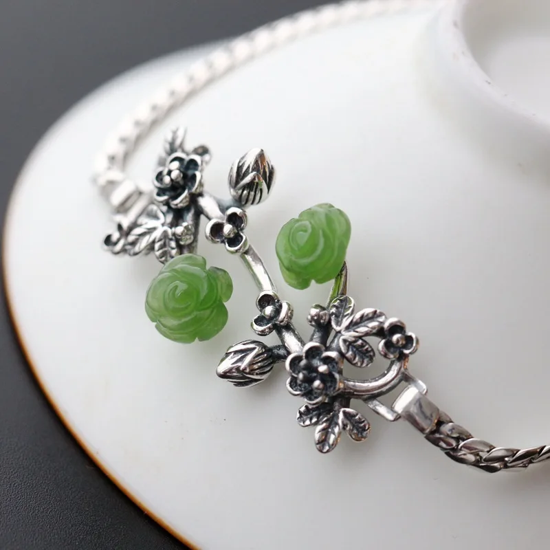 

2019 sterling silver jewelry fashion jewelry blooming flowers split take silver female Thai silver bracelet
