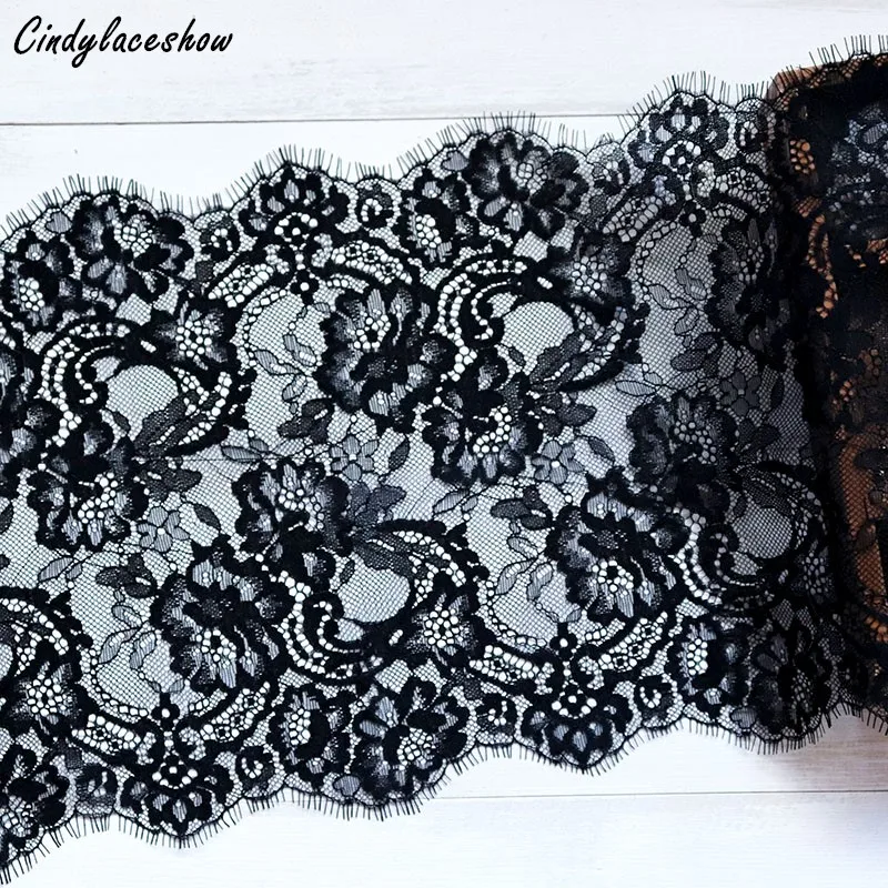 Cindylaceshow 3 метра 23,5 см ширина черные ресницы кружева отделка цветы нижнее белье бюстгальтер Декор Ремесло кружевная ткань для шитья платье Изготовление DIY
