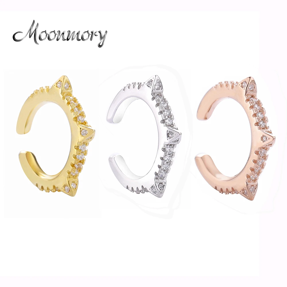 

Moonnory 925 Sterling Silver Single Ear Cuff Karla In Earring Cuff Silver/24K Gold/Rose Gold With Clear CZ Earcuff For European