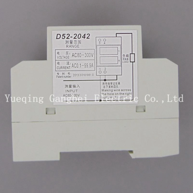 D52 2042 Din rail двойной светодиодный дисплей измеритель напряжения и тока рейка