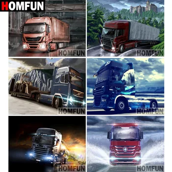 

HOMFUN Full Square/Round Drill 5D DIY Diamond Painting "Big truck" 3D Embroidery Cross Stitch 5D Home Decor Gift A07955