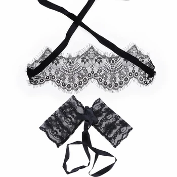 

Women's Sexy Exotic Cosplay Costume Black Lace Eye Mask Binding Handcuffs