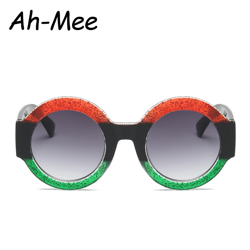 

Round Sunglasses Women Retro Brand Designer Colorful Glitter Frame Gradient Lens UV400 Sun Glasses Men De Sol