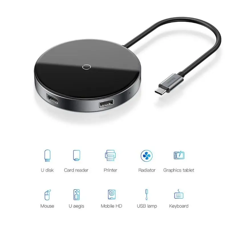 Baseus USB Type C HUB to USB 3.0+ USB2.0 for Macbook Pro HUB Adapter Qi Wireless Charger for iPhone XS Max Computer Accessory