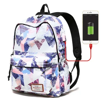 

External USB Charge School Backpack Girls 15.6" Laptop Backpack School Notebook Bags for women Waterproof Travel bag sac mochila