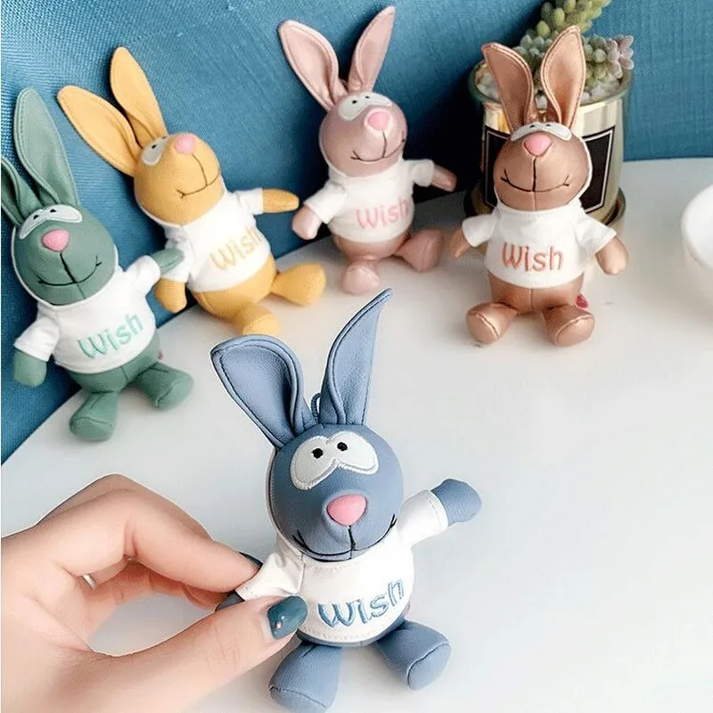 

2019 New Design Hot PU Leather Rabbit Keychain Valentine's Day Lover Gift Rabbit Keyring Toy Bag Charm