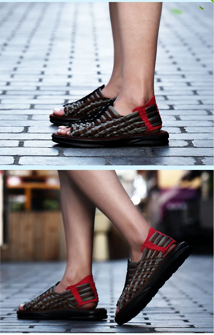 Летние сандалии для мужчин и женщин; трендовая Повседневная обувь; Мужская обувь в римском стиле; Baotou; пляжная обувь; мягкие плетеные летние сандалии Vottom