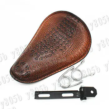 

Crocodile stripes Leather Seat & Mounting Kit For Honda Yamaha Suzuki Kawasaki Sport Bobber Custom Chopper Cruisers