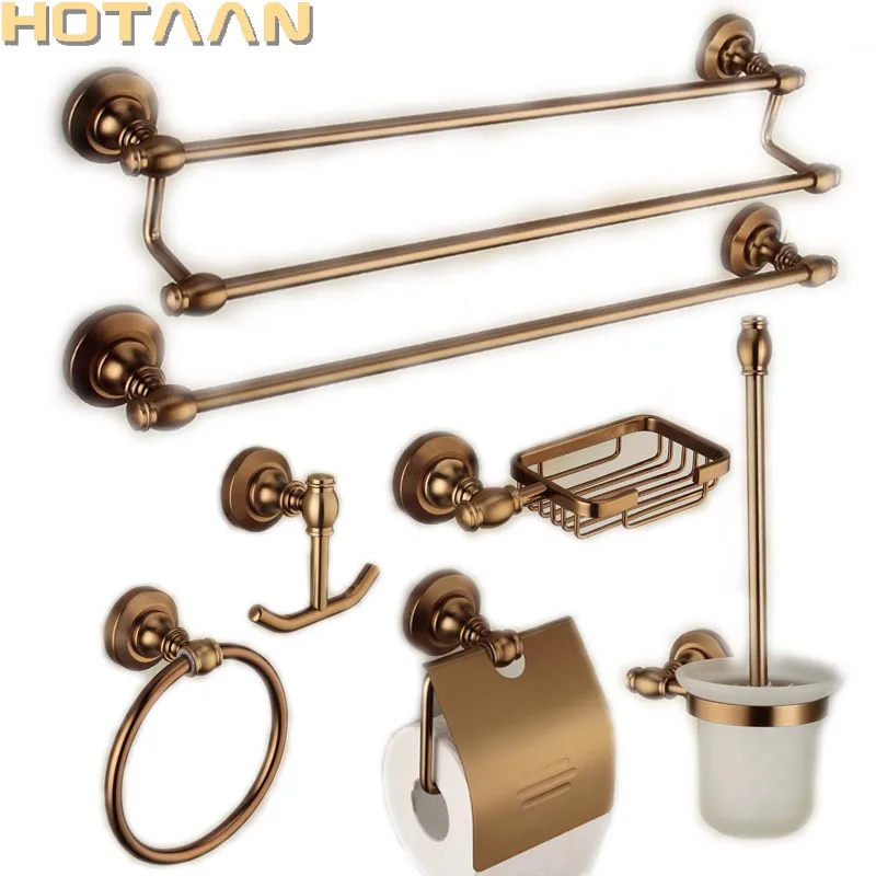 

HOTAAN 2017 Aluminium Bathroom Accessories Set,Robe hook,Paper Holder,Towel Bar,Soap Basket. bathroom sets,Antique Brass 810800T