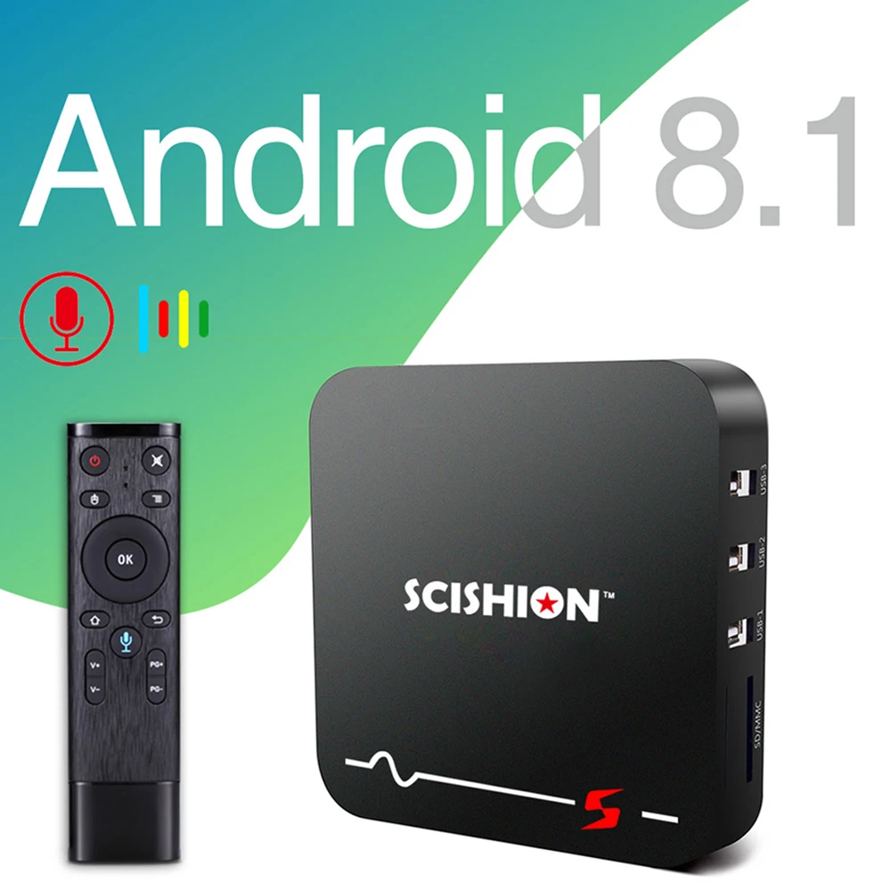 

SCISHION Model S TV Box RK3229 Android 8.1 2 GB RAM 16 GB ROM 2.4G WiFi 100 Mbps Smart TV BOX Support 3D movie Body Feeling Game