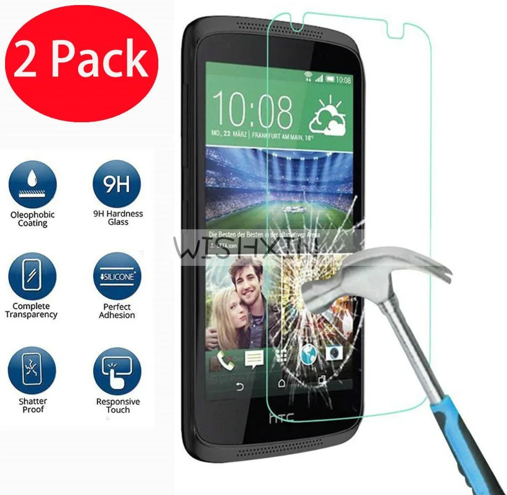 2 шт закаленное стекло для Htc Desire 526 4G Lte Защитная пленка экрана на 526G + две sim карты
