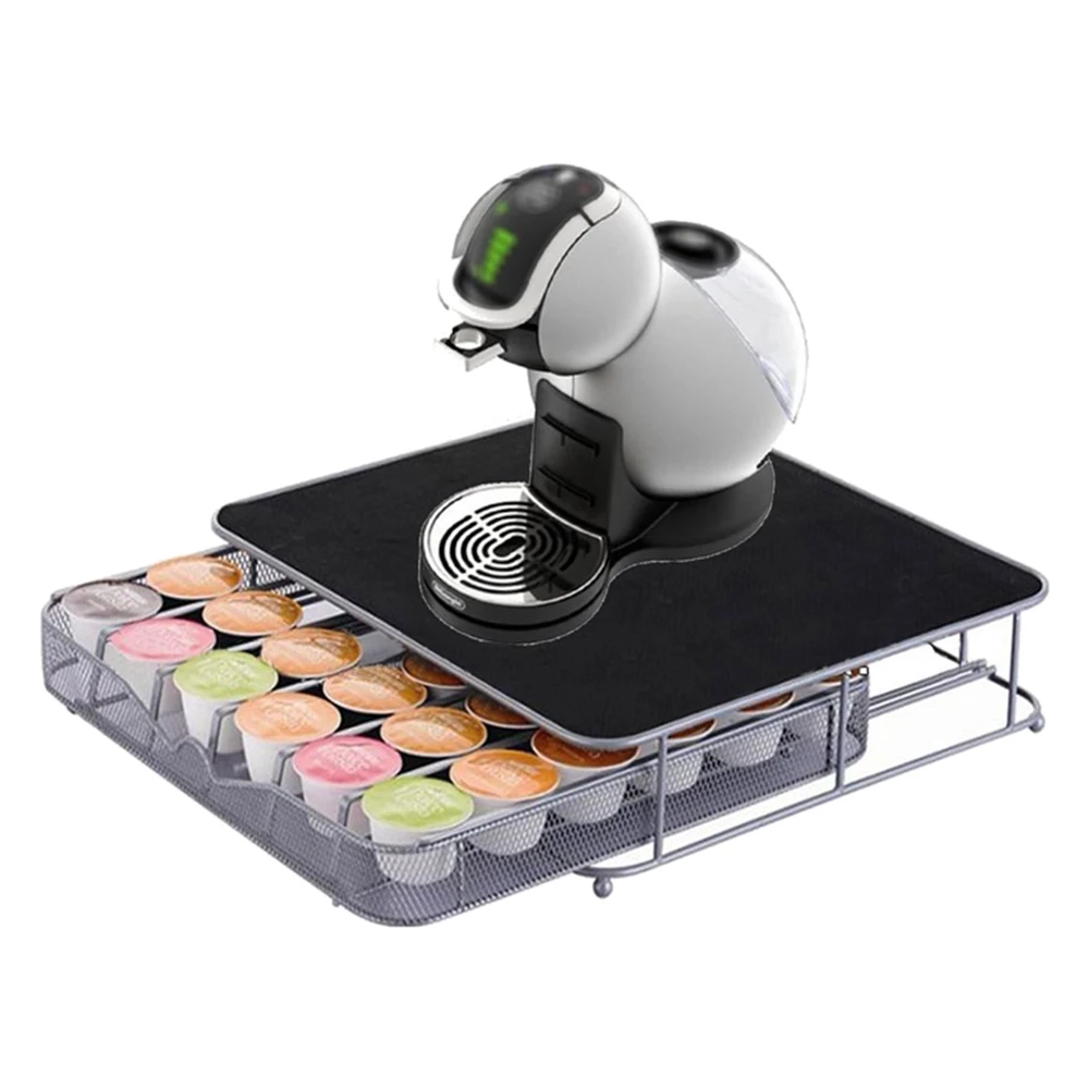 

36/64pcs Cups Metal Coffee Capsule Holder Reusable Nespresso Coffee Capsules Storage Rack Stand Shelve Drawer Organizer Base