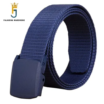 

FAJARINA Unisex Quality Blue Plastic Smooth Buckle Canvas Automacit Styles Straped Nylon Belts for Men 95-125cm Length CBFJ0028