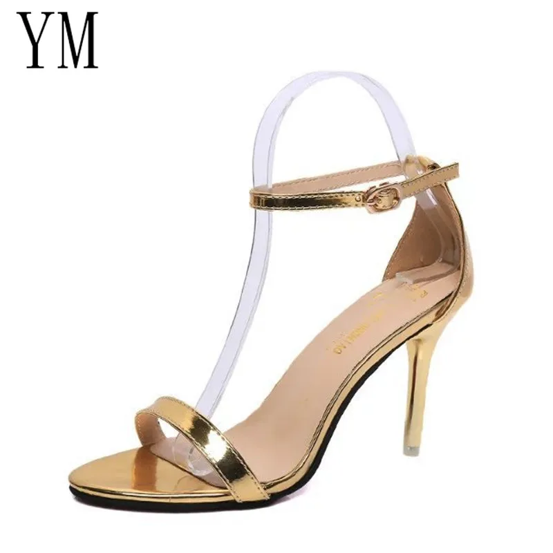 High 9CM Thin Heels Women Pumps Ankle Strap Sandals Shoes Woman Ladies Pointed Toe High Heels Dress Party Shoes Big size 34-41