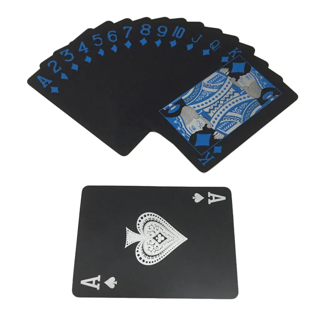 Size: Pure black in back, Color: Black Waterproof Black Playing Cards Plastic Poker Collection Cards Deck Valuable Creative Cool Bridge Card Games Texas Holdem 