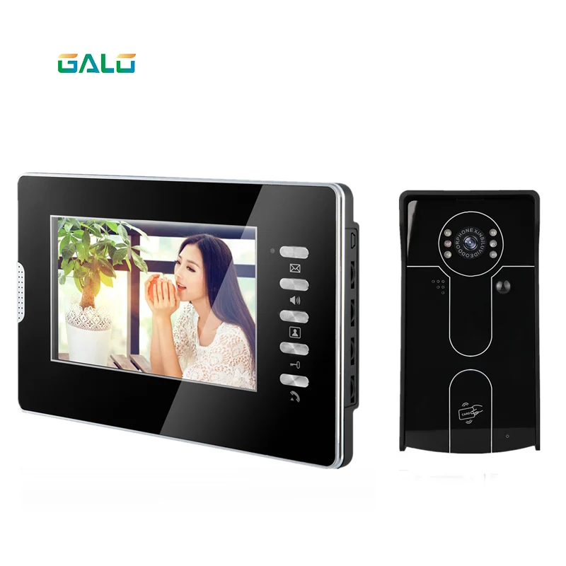 

2019 7" tft lcd color video door phone intercom outdoor camera and ID card reader Unlocking panel night vision