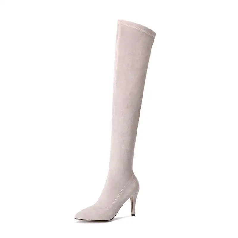D'hiver Sur Chaussures Haut Vente Mince Chaude Qualité Genou Femmes Bottes grey Mode 2018 Talons Sexy Le Automne Smeeroon Cuissardes Noir RzwfxS8qWT