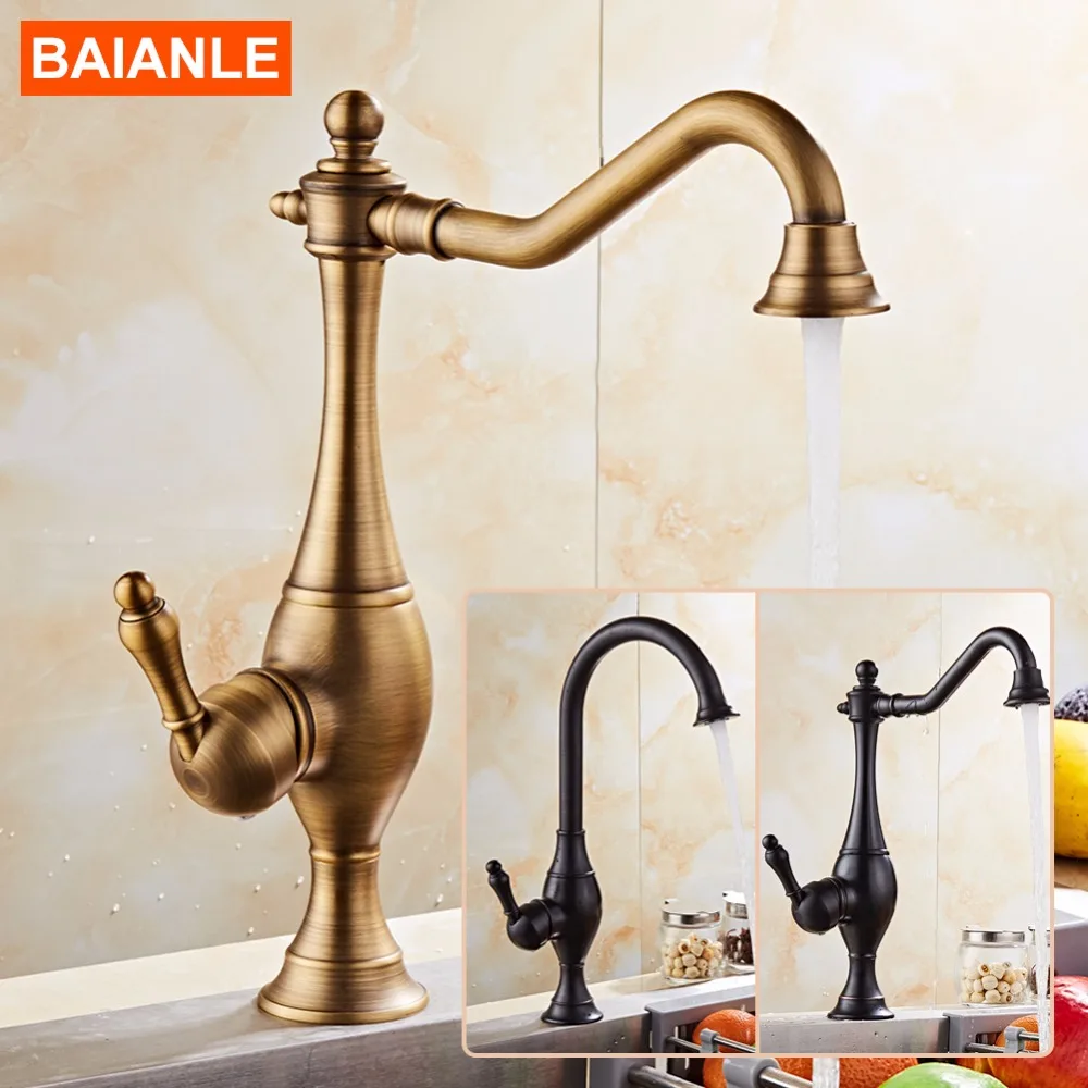 Free shipping Classic Kitchen faucet Contemporary Swivel Faucet Antique bronze finish Brass Basin Sink Single Handle