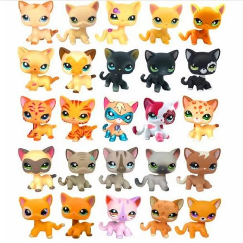 

New free delivery lps pet store toy standing short hair super hero wearing mask animals rare old cat children gift