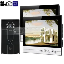 DIYSECUR 9inch Video Record/Photograph Video Door Phone Doorbell Waterproof RFID Camera Home Security Intercom System 1V2