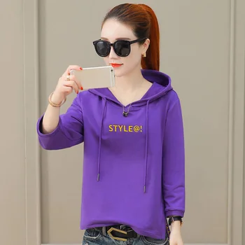 

Newly Women Autumn Hoodies Long Sleeves Pullover Letter Pattern Hooded Loose Hoodies Tops DO99