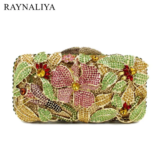 

European Style Rhinestone Flowers Wedding Clutch Women Handbags Flower Crystal Evening Clutches For Bridesmaids Smyzh-e0298