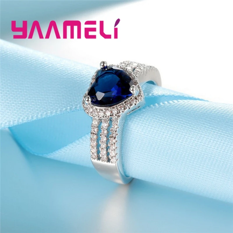 Классическое романтическое роскошное стильное 925 пробы Серебряное океанское тайное темно-синее Кристальное кольцо для аквариума для свиданий для женщин