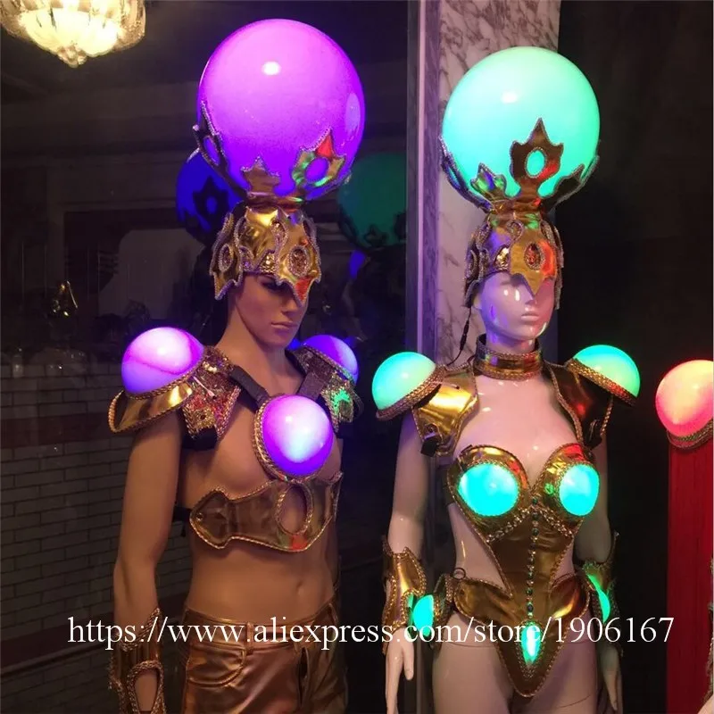 Led luminous colorful ballroom costume party dress2