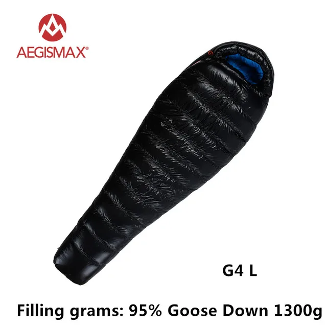 Быстро! AEGISMAX 95% белый гусиный пух, спальный мешок для мам, для кемпинга, для холодной зимы, ультралегкий, дизайн перегородки, для кемпинга, Сращивание FP800 G1-G5 - Цвет: G4 L BLACK
