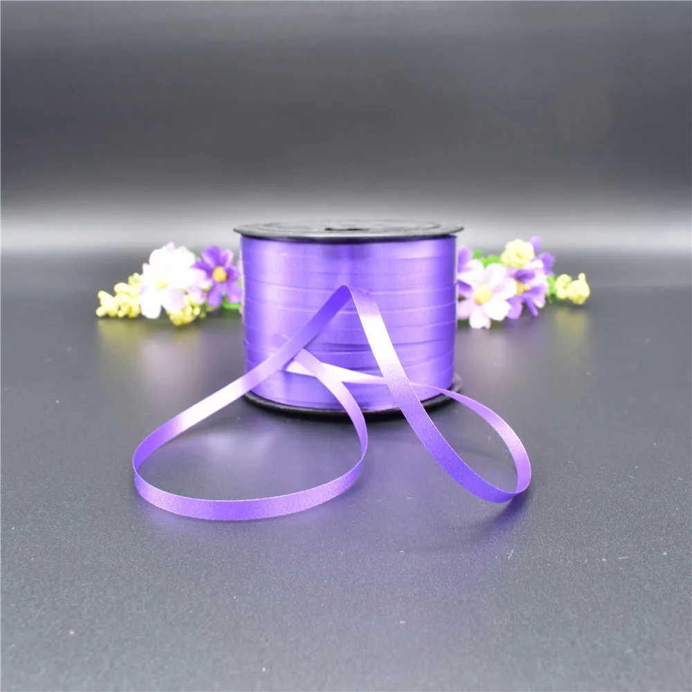 Воздушные шары ленты лента-лазер рулон для вечерние украшения подарки на день рождения Свадебные украшения фольги атласные блестящие ленты аксессуары - Цвет: Purple 5mmX100Yard