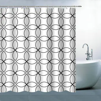 

Shower Curtain Multi-Function 70X70 Inch hot selling Simple Black Line Flower Antibacterial Polyester (with Hook) Free Shipping
