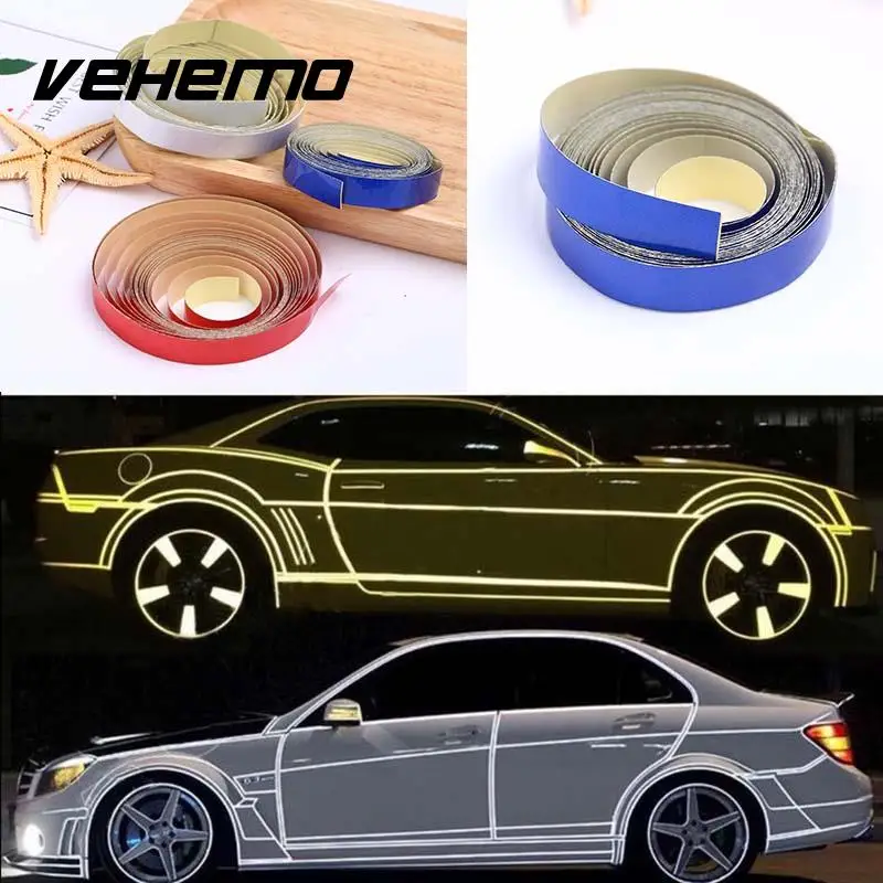 Vehemo 1cmx5M Reflective Car Body Stripe Sticker Self DIY Decal Safe