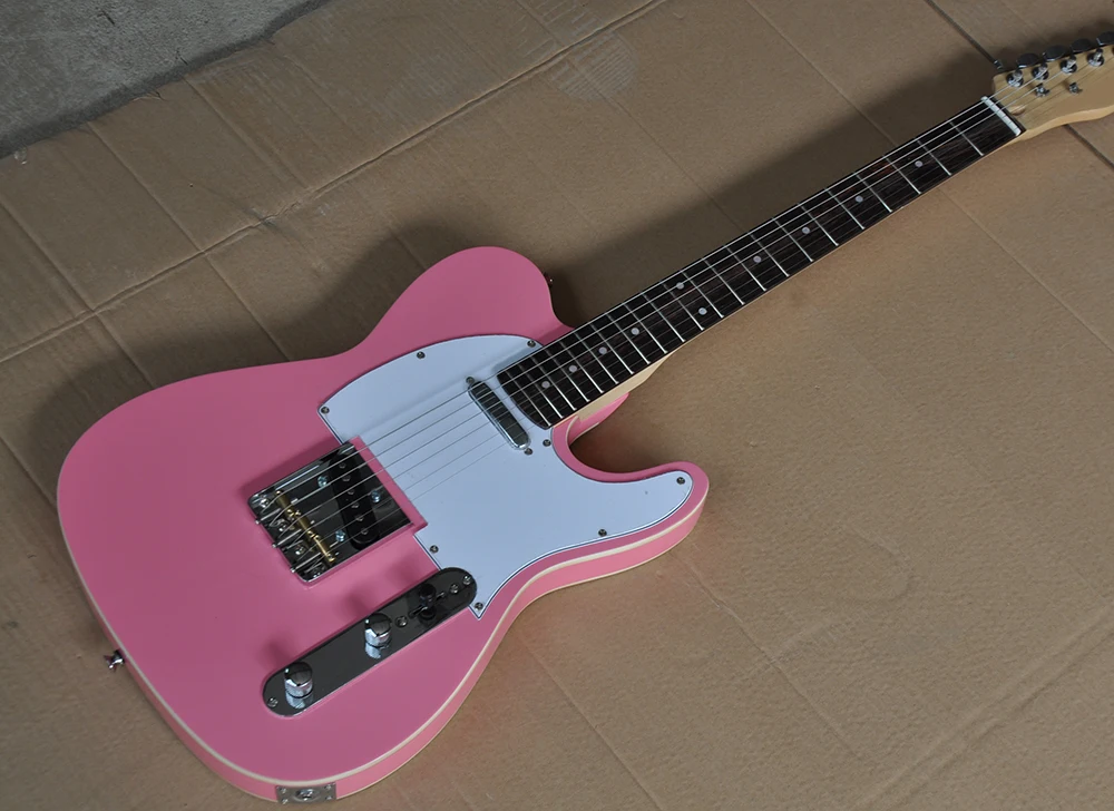 Factory High Quality Pink Electric Guitar with Chrome Hardware,White